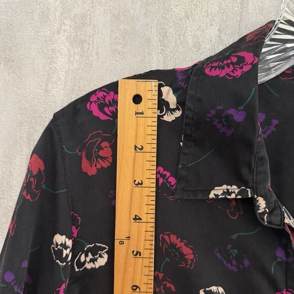 BANANA REPUBLIC Silk Blend Blouse Women’s Medium Floral Washable Long Sleeve - Picture 4 of 11